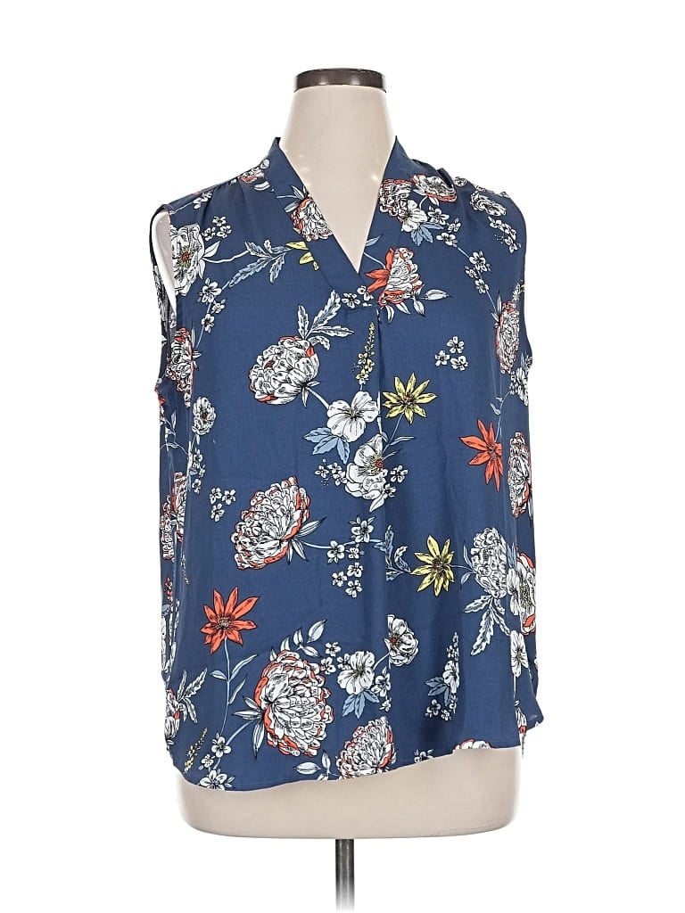 Pre-owned Jones New York Sleeveless Blouse In Blue