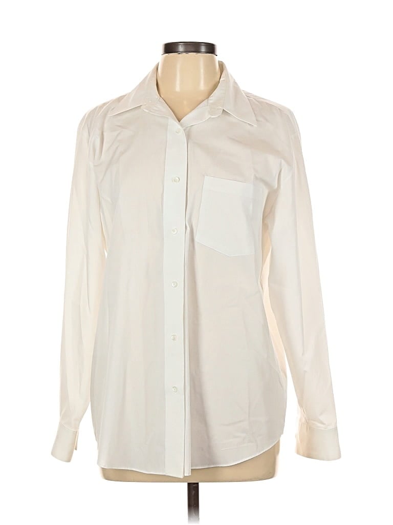 Pre-owned Foxcroft Long Sleeve Blouse In White