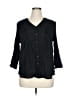 St. John's Bay Black 3/4 Sleeve Button-Down Shirt Size 0X - photo 1