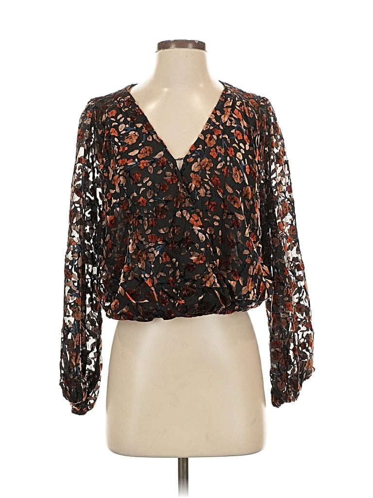 Pre-owned Astr Long Sleeve Blouse In Black