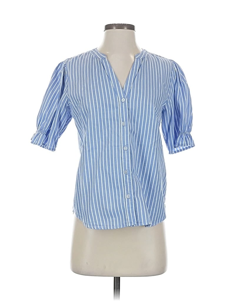 Pre-owned Michael Stars Short Sleeve Blouse In Blue