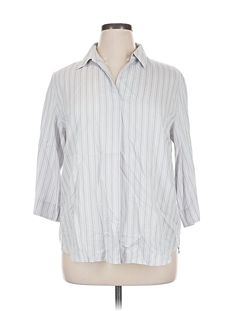 Pre-owned Uniqlo 3/4 Sleeve Button Down Shirt In Silver