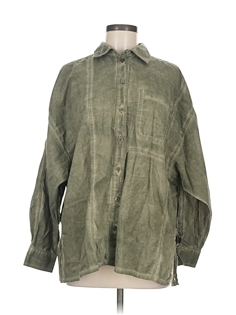 Pre-owned Bdg Long Sleeve Button Down Shirt In Green