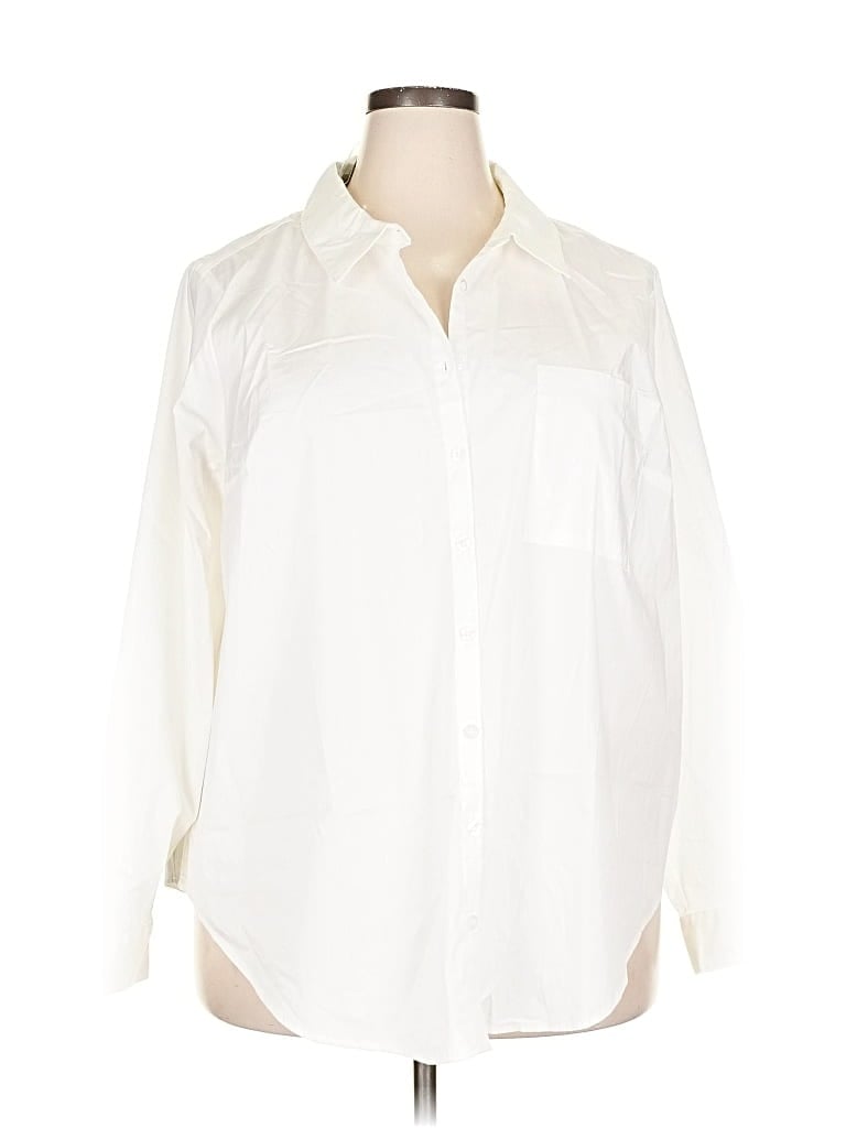 Pre-owned Torrid Long Sleeve Button Down Shirt In White