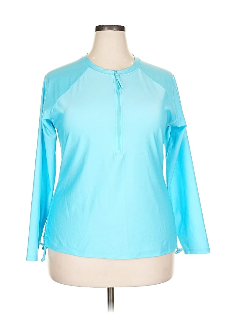 Pre-owned Free Country 3/4 Sleeve T-shirt In Blue