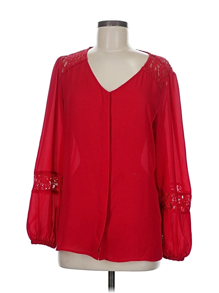 Pre-owned Apt. 9 Long Sleeve Blouse In Red