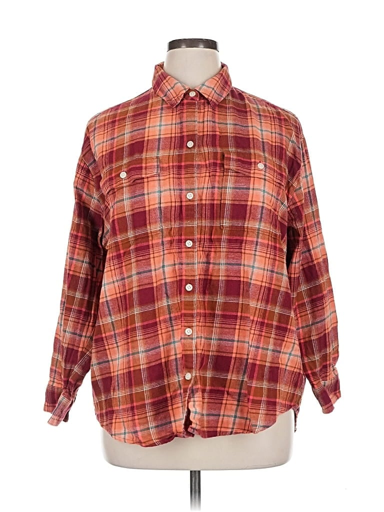 Pre-owned Old Navy Long Sleeve Button Down Shirt In Red