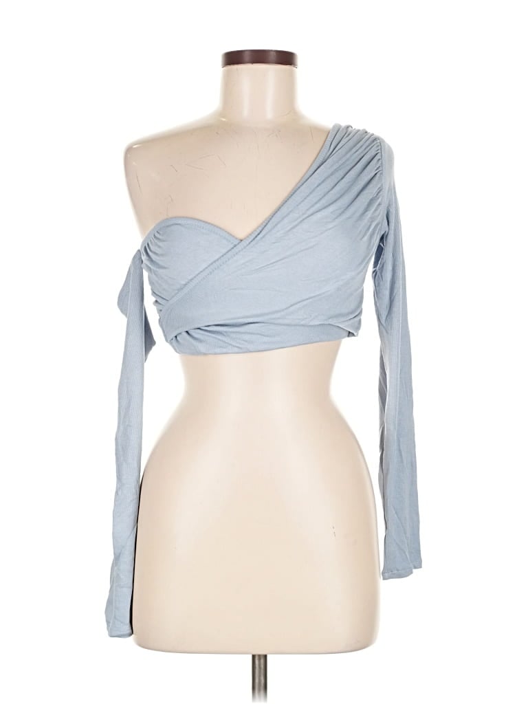 Pre-owned Redefining Essentials Long Sleeve Blouse In Blue