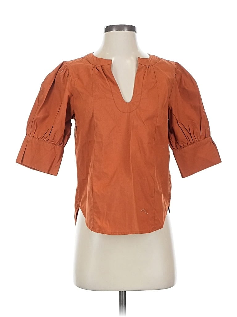 Pre-owned By Anthropologie Short Sleeve Blouse In Orange