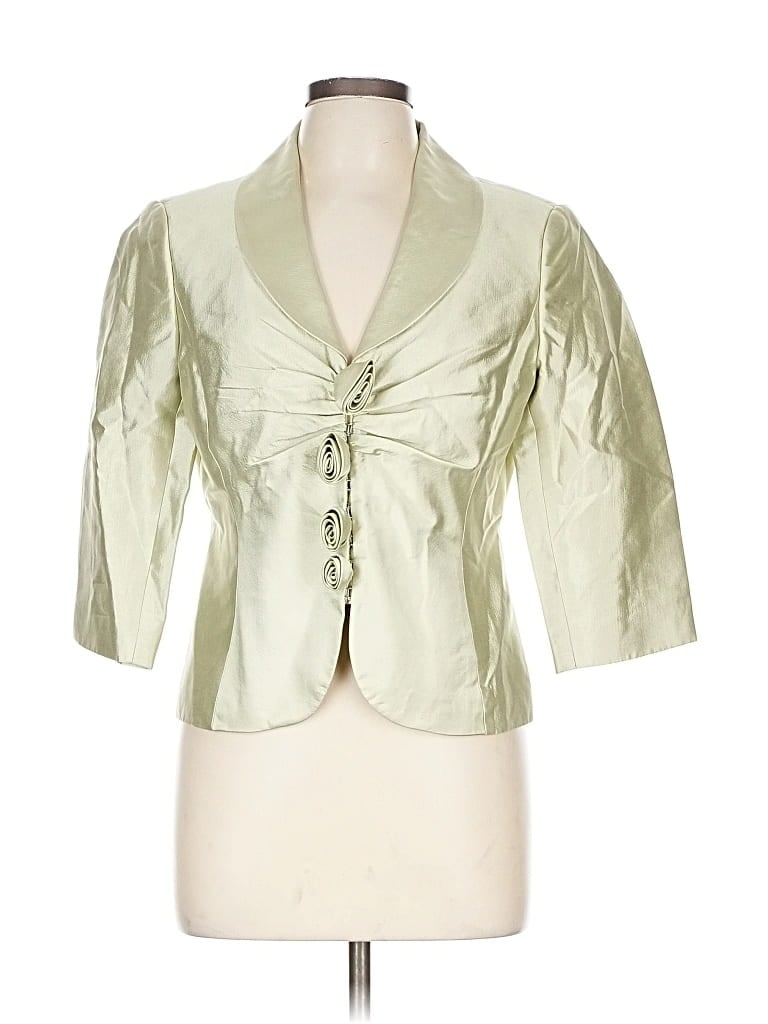 Pre-owned Adrianna Papell Silk Blazer Jacket In White