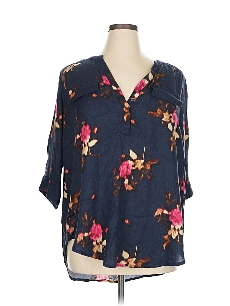 Pre-owned Torrid 3/4 Sleeve Henley Shirt In Blue