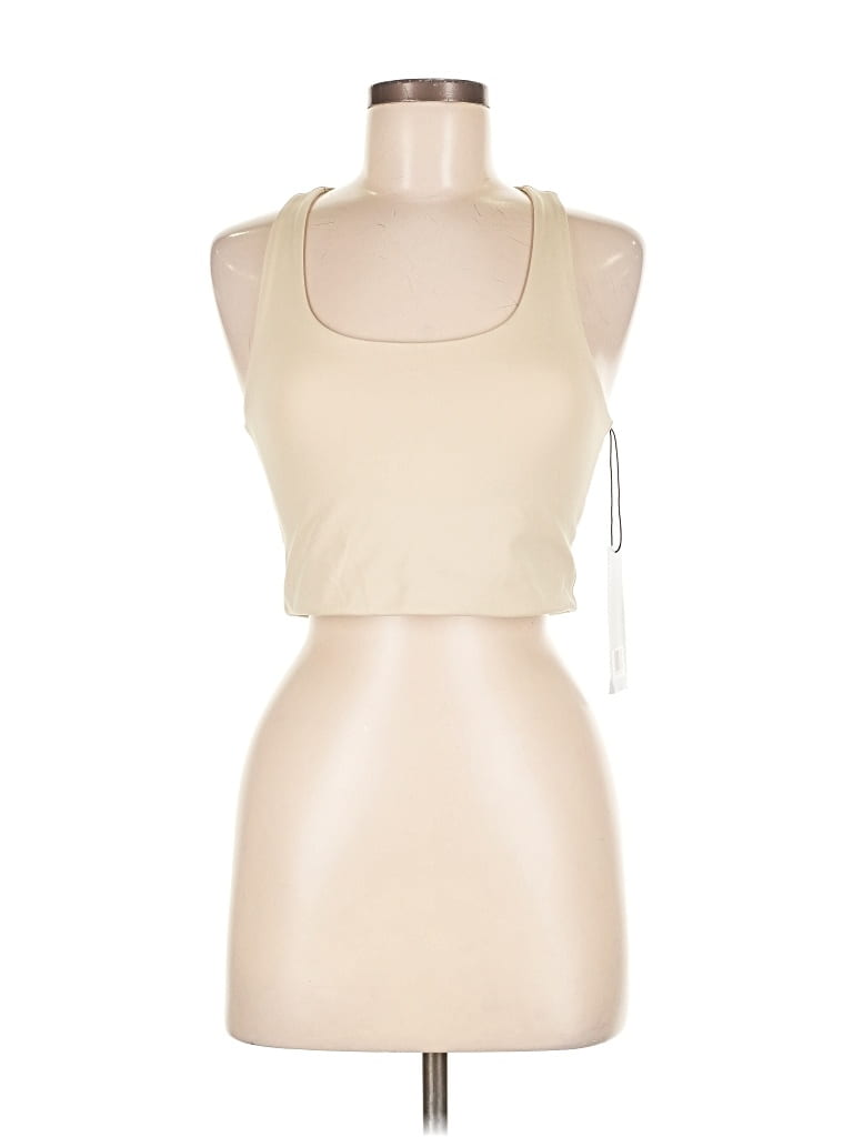 Pre-owned Girlfriend Collective Tank Top Tan Halter Neckline Tops In Brown