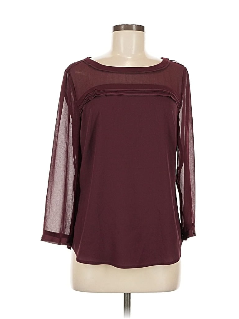 Pre-owned Ann Taylor Long Sleeve Blouse In Burgundy