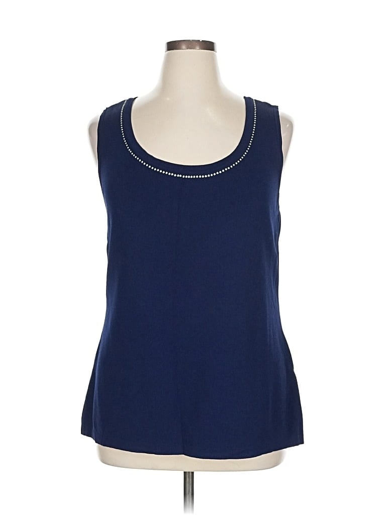 Pre-owned Catherines Tank Top Blue Halter Neckline Tops