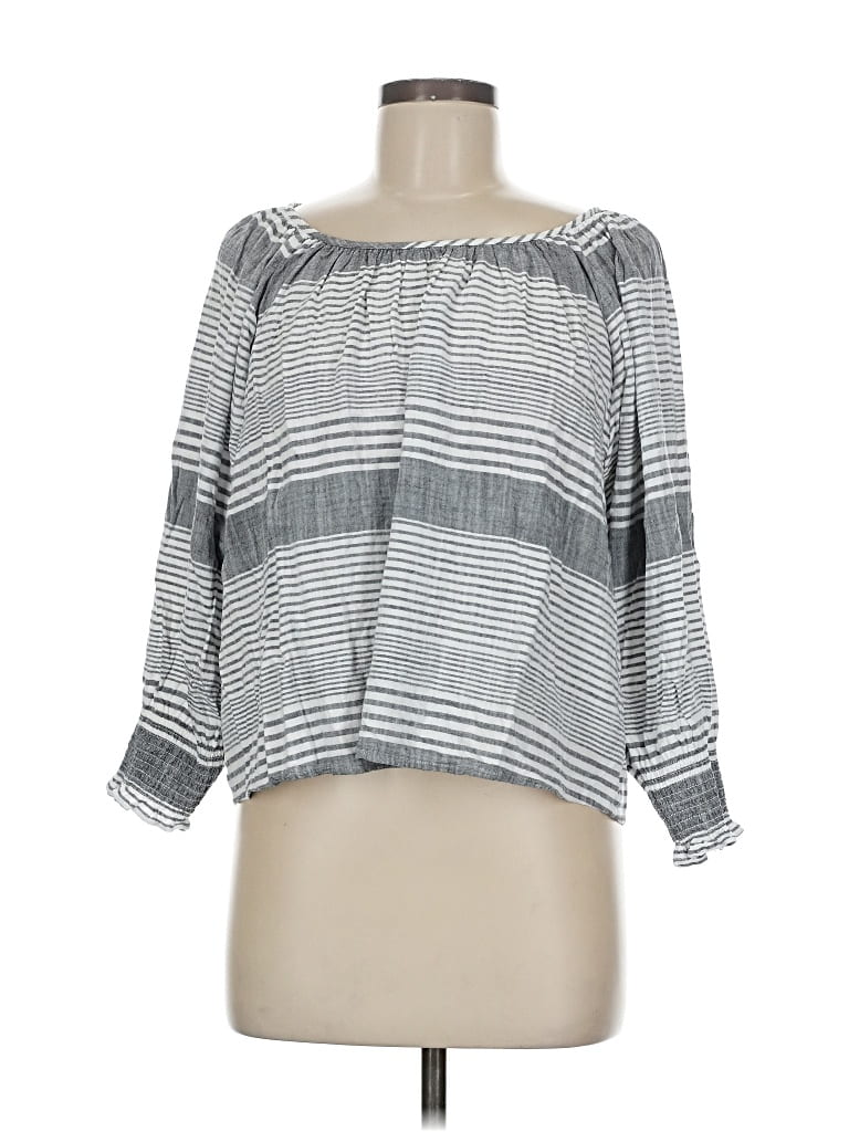 Pre-owned Tommy Bahama Long Sleeve Blouse In Gray