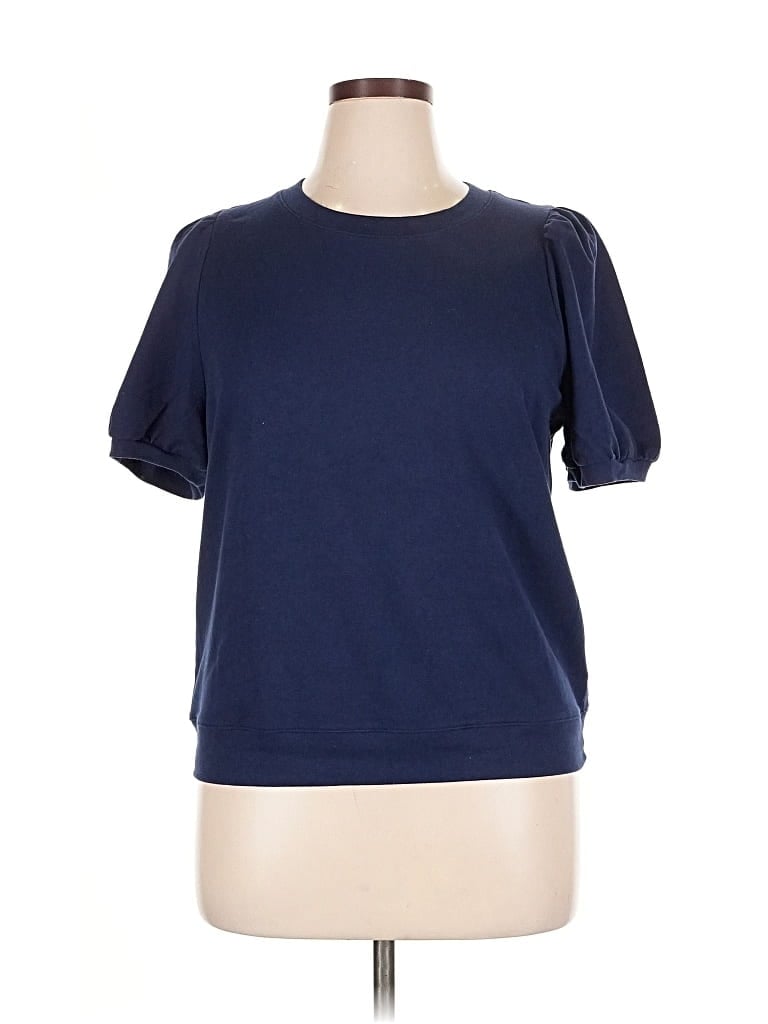 Pre-owned J.crew Factory Store Short Sleeve Top Blue Crew Neck Tops
