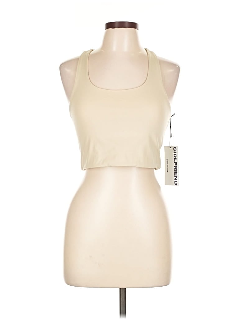 Pre-owned Girlfriend Collective Tank Top Tan Halter Neckline Tops In Brown