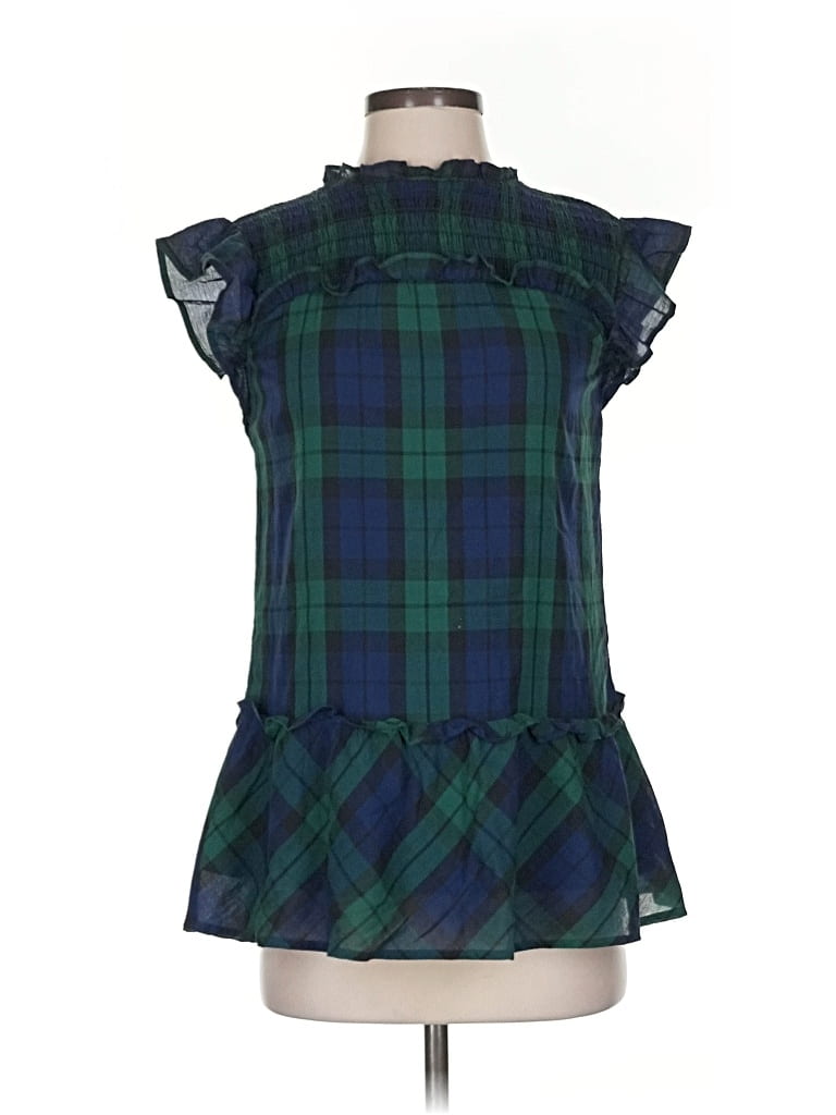 Pre-owned Vineyard Vines Short Sleeve Blouse In Green