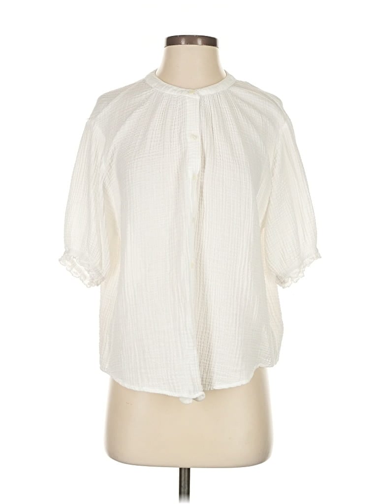 Pre-owned Velvet By Graham & Spencer Short Sleeve Blouse In White