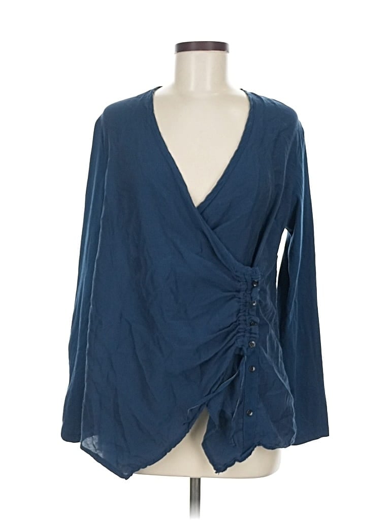 Pre-owned Prairie Underground Long Sleeve Blouse In Blue