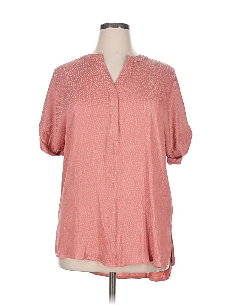 Pre-owned Lane Bryant Short Sleeve Blouse In Pink