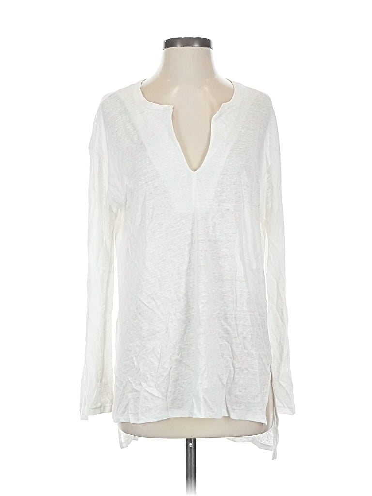 Pre-owned Michael Stars Long Sleeve Blouse In White