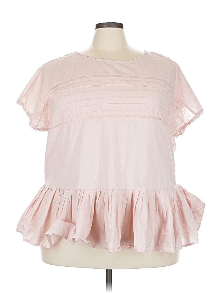 Pre-owned Lane Bryant Short Sleeve Blouse In Pink