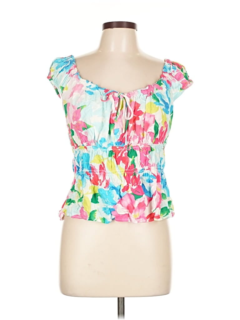 Pre-owned Old Navy Short Sleeve Top Pink Sweetheart Neckline Tops