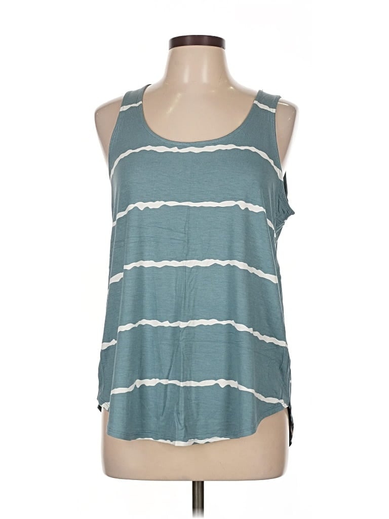 Pre-owned Zenana Tank Top Teal Halter Neckline Tops In Blue