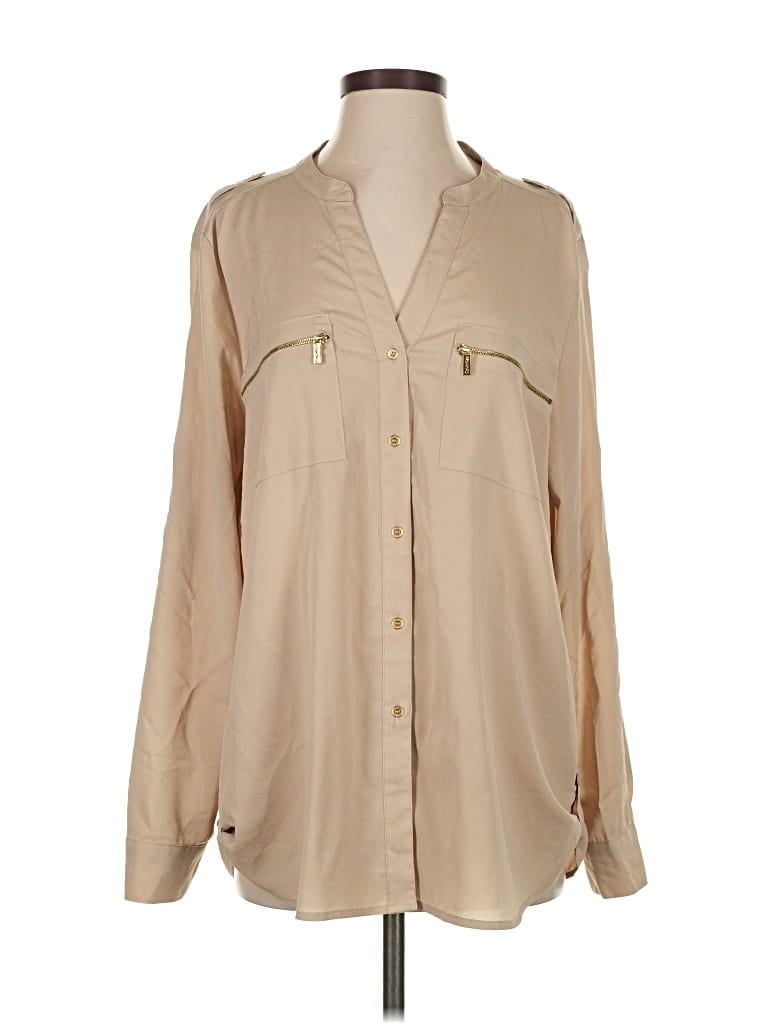 Pre-owned Calvin Klein Long Sleeve Blouse In Brown
