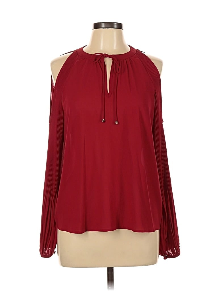 Pre-owned Heartloom Long Sleeve Blouse In Burgundy
