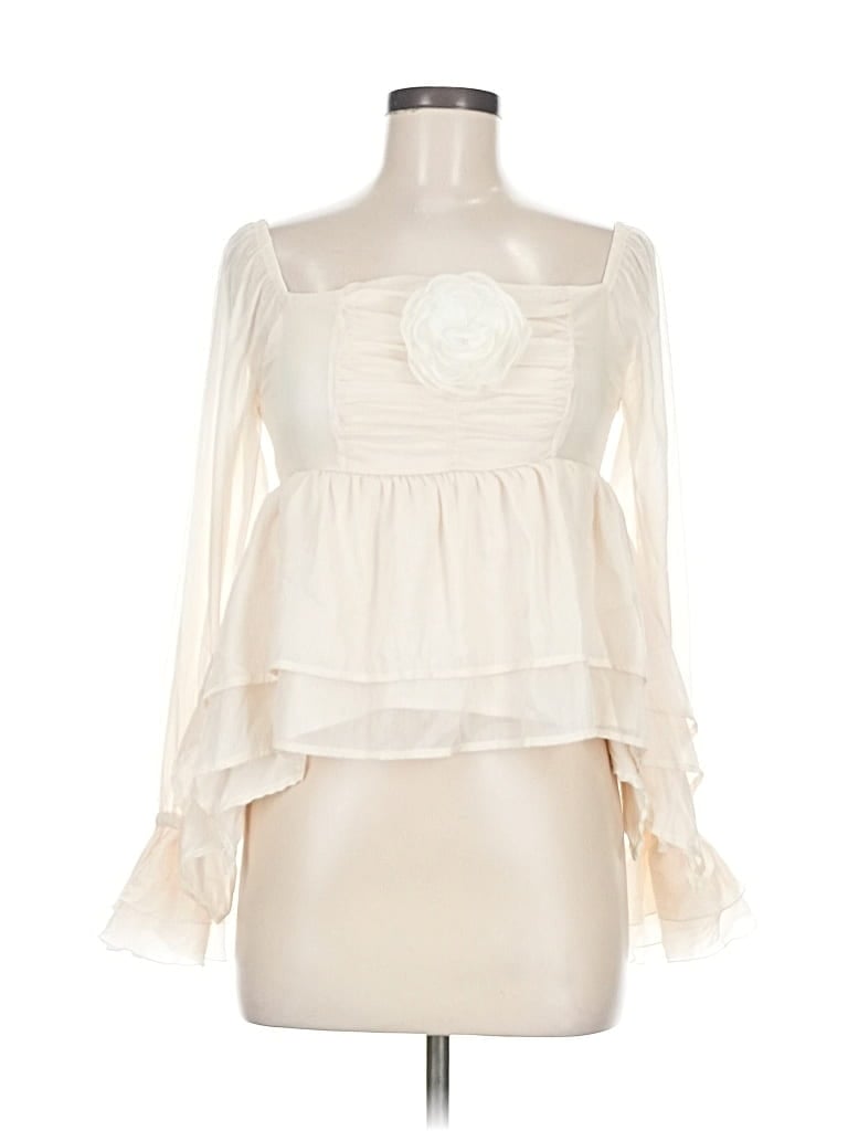Pre-owned Assorted Brands Long Sleeve Blouse In White