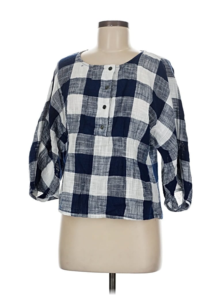 Pre-owned Zara Basic 3/4 Sleeve Blouse In Blue