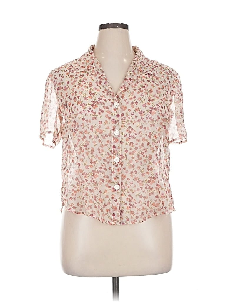 Pre-owned Kathie Lee Short Sleeve Blouse In White
