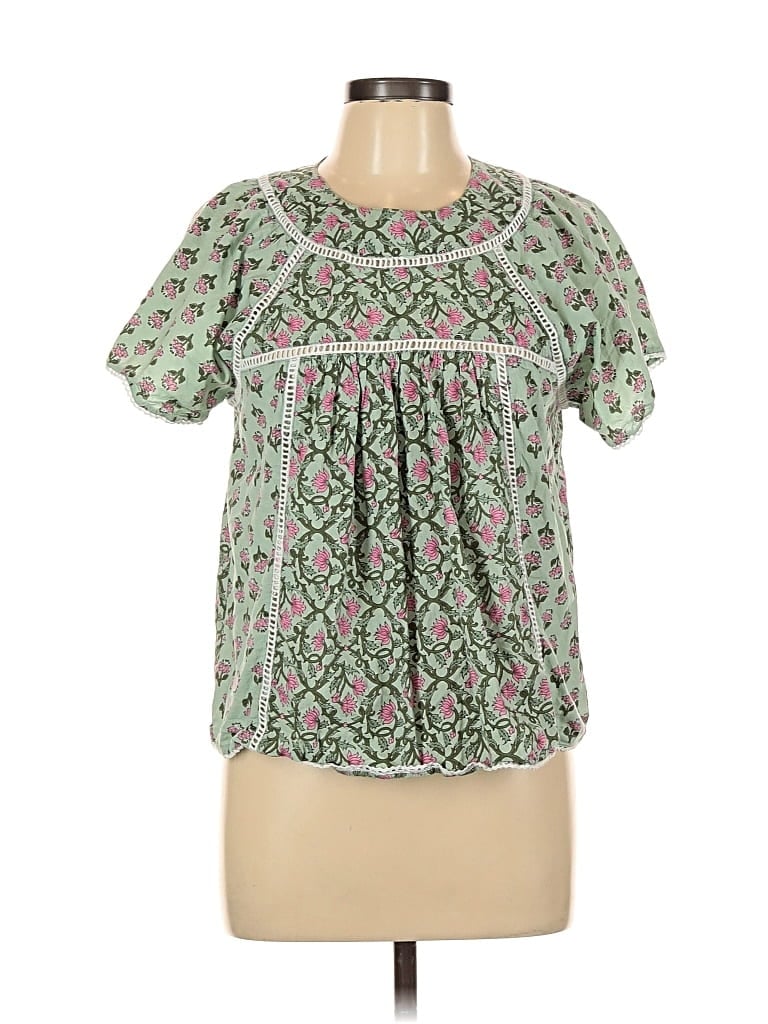 Pre-owned Dra Los Angeles Short Sleeve Blouse In Green