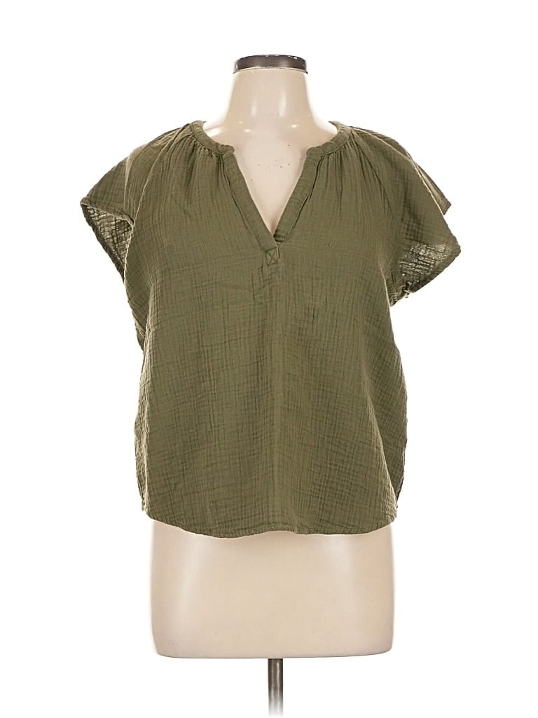 Pre-owned Universal Thread Short Sleeve Blouse In Green
