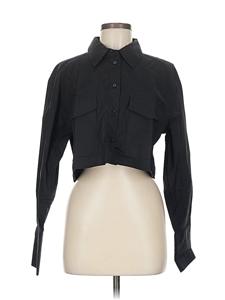 Pre-owned Shona Joy Long Sleeve Blouse In Black