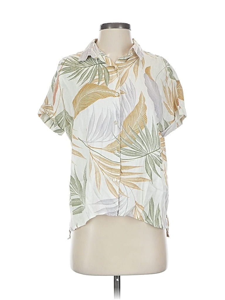 Pre-owned Tahari Short Sleeve Blouse In White