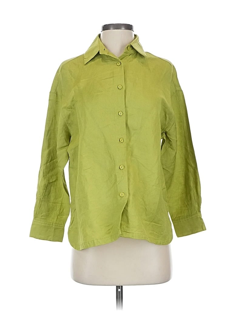 Pre-owned Love, Bonito 3/4 Sleeve Button Down Shirt In Green