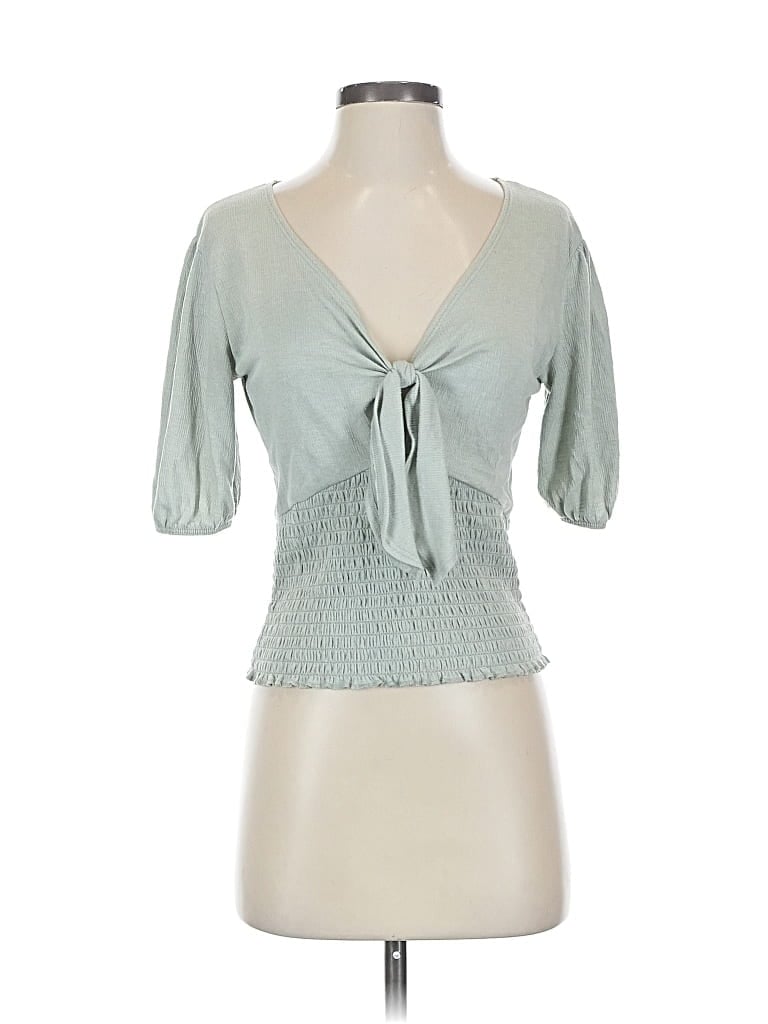 Pre-owned Abercrombie & Fitch Short Sleeve Top Green Sweetheart Neckline Tops