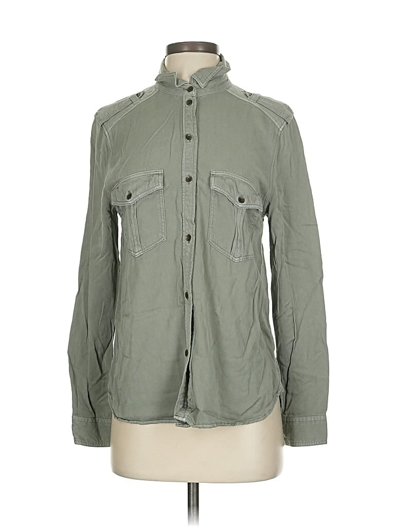 Pre-owned American Eagle Outfitters Long Sleeve Button Down Shirt In Green