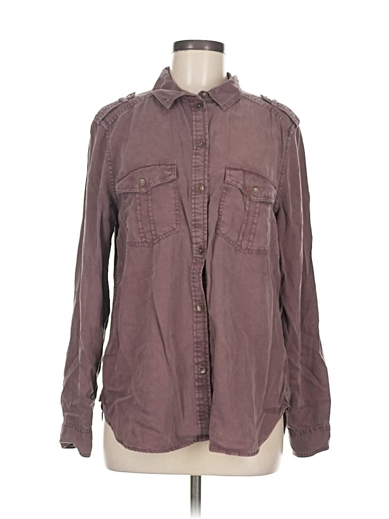 Pre-owned American Eagle Outfitters Long Sleeve Button Down Shirt In Purple