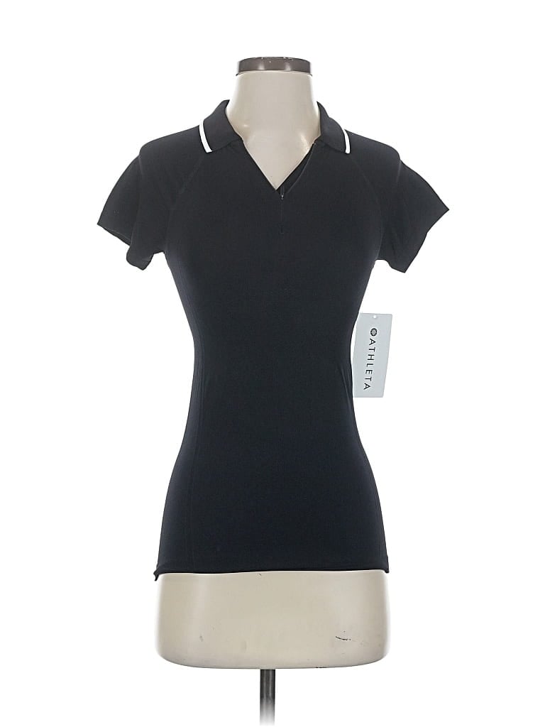 Athleta Short Sleeve Polo Shirt In Black