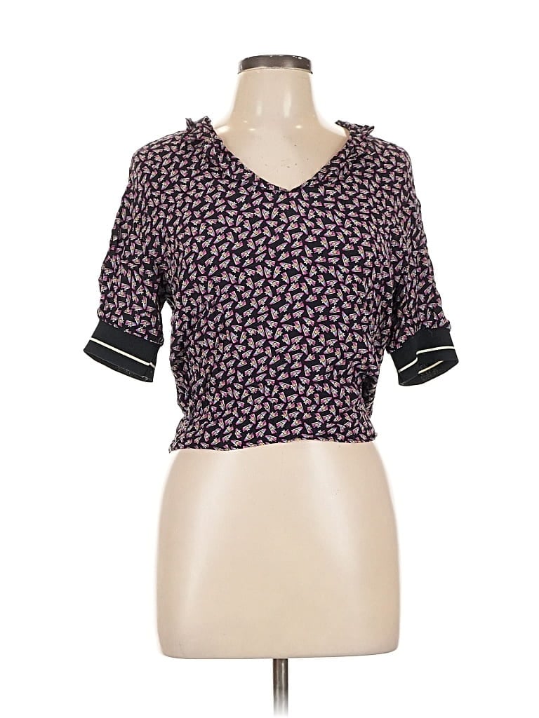 Pre-owned Trafaluc By Zara Short Sleeve Top Purple Sweetheart Neckline Tops