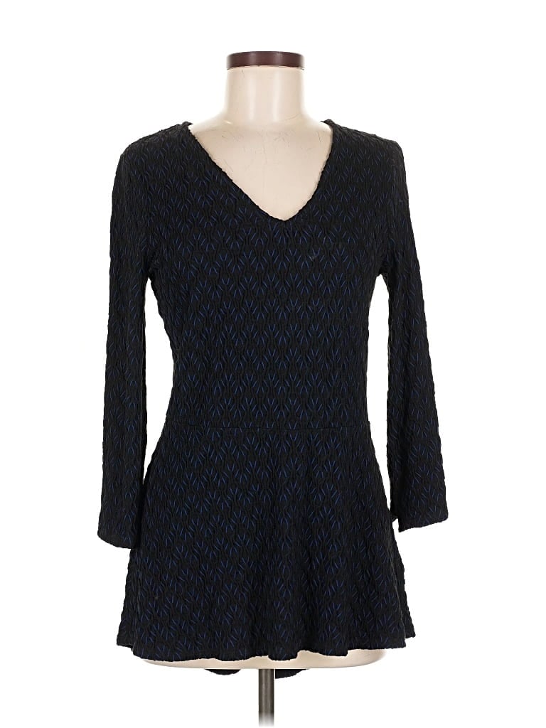 Pre-owned Dana Buchman 3/4 Sleeve Top Black Sweetheart Neckline Tops