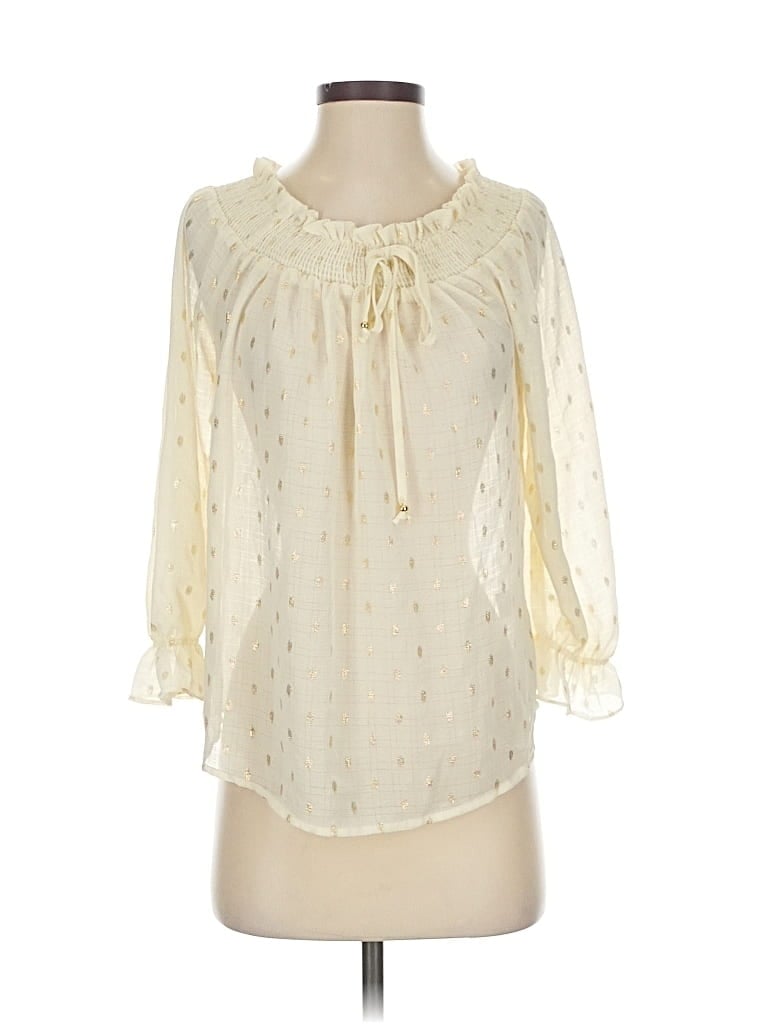 Pre-owned E&m Collection 3/4 Sleeve Blouse In White