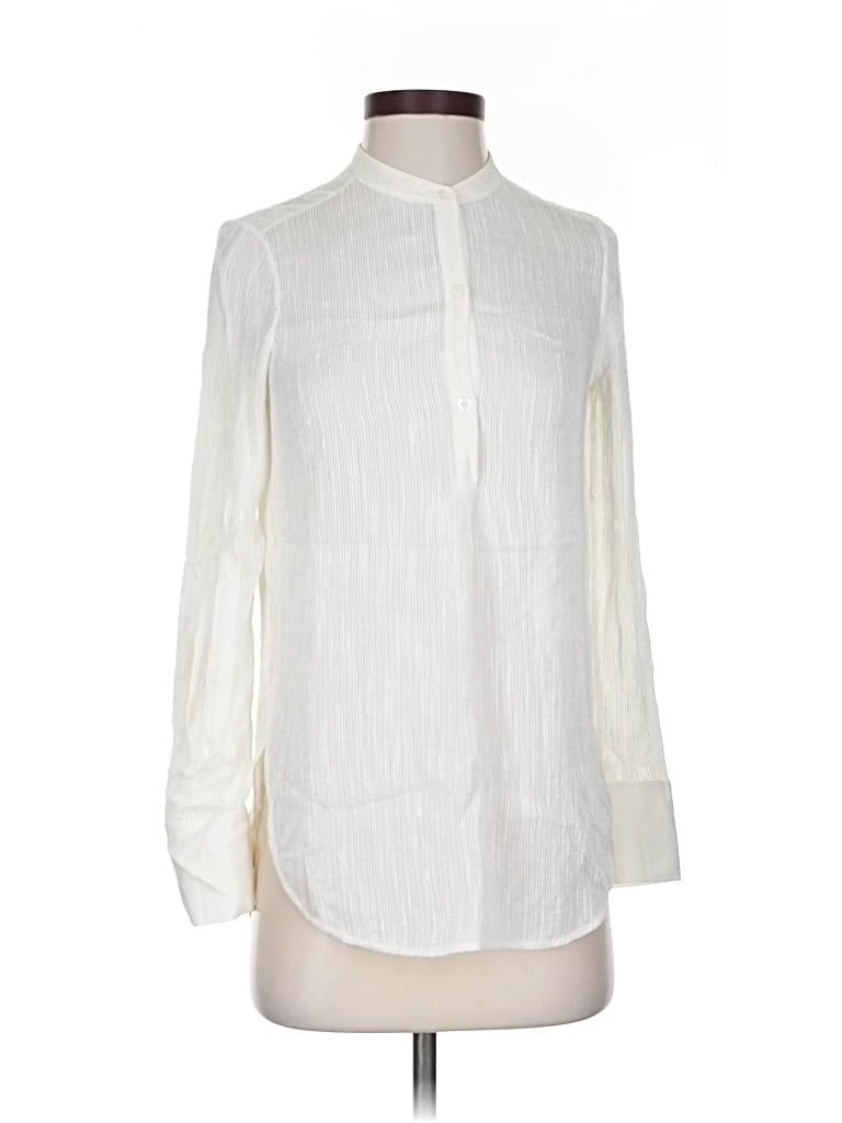 Pre-owned Vince Long Sleeve Blouse In White
