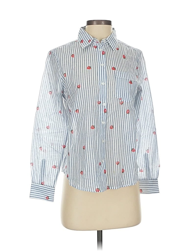 Pre-owned Banana Republic Long Sleeve Blouse In Blue