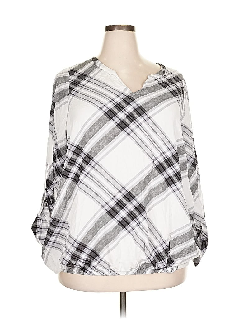 Pre-owned Lane Bryant 3/4 Sleeve Blouse In Silver