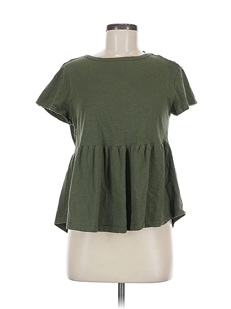 Pre-owned Time And Tru Short Sleeve Top Green Sweetheart Neckline Tops
